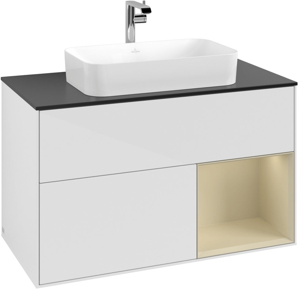 Villeroy & Boch Waschtischunterschrank Finion F252G 1000 mm Glossy White Lacquer mit LED-Beleuchtung