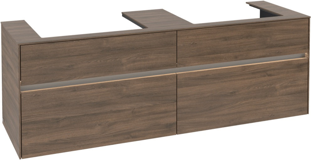 Villeroy & Boch Collaro Waschtischunterschrank 1600 mm mit LED-Beleuchtung und 4 Auszügen in Black Matt Lacquer