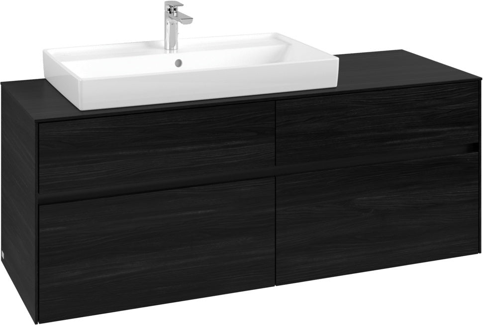 Villeroy & Boch Waschtischunterschrank Collaro C089 B0 1400 mm Black Oak mit LED-Beleuchtung