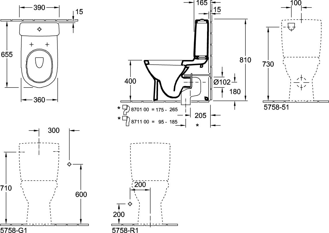 Villeroy & Boch O.novo Tiefspül-WC 565810 – 360 x 640 mm, Weiß Alpin, bodenstehend