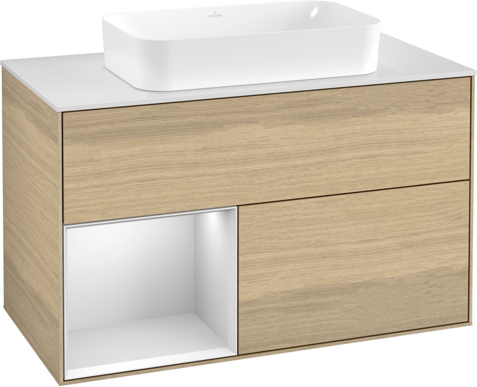 Villeroy & Boch Finion Waschtischunterschrank 1000 mm Glossy White Lacquer – mit LED-Beleuchtung & SoftClosing