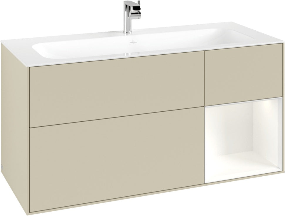 Villeroy & Boch Finion Waschbeckenunterschrank Glossy White Lacquer 1196 mm mit LED-Beleuchtung