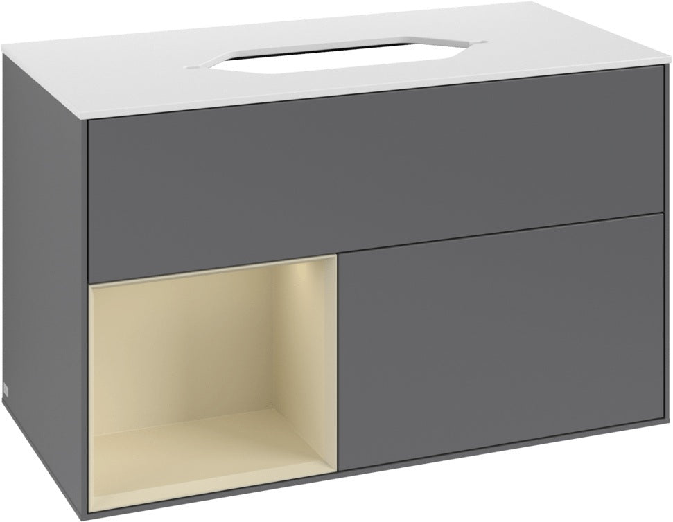Villeroy & Boch Finion Waschtischunterschrank 1000 mm Glossy White Lacquer mit LED-Beleuchtung