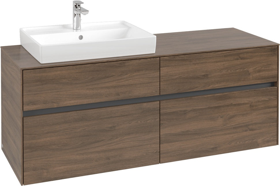 Villeroy & Boch Waschtischunterschrank Collaro Arizona Oak 1400 mm mit 4 Auszügen und Becken links