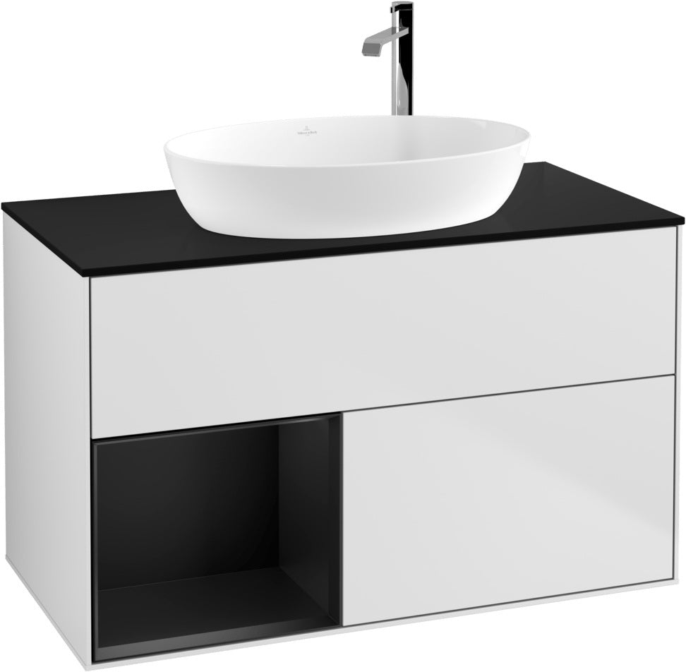 Villeroy & Boch Finion Waschbeckenunterschrank G892G 1000 mm Glossy White Lacquer mit Beleuchtung