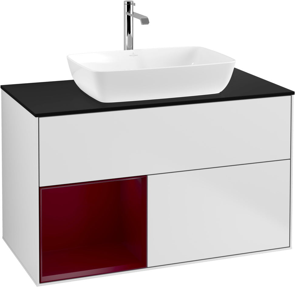 Villeroy & Boch Finion Waschbeckenunterschrank Glossy White mit Beleuchtung, 1000 mm