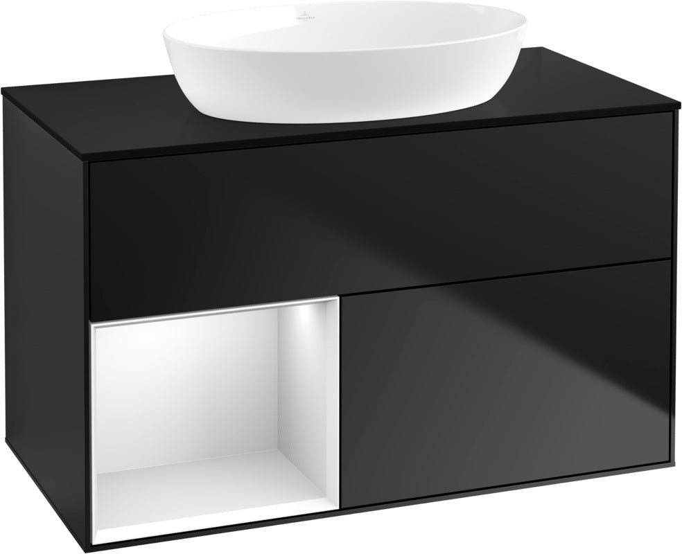 Villeroy & Boch Waschtischunterschrank Finion FA12G 1000 mm Glossy White Lacquer mit Beleuchtung