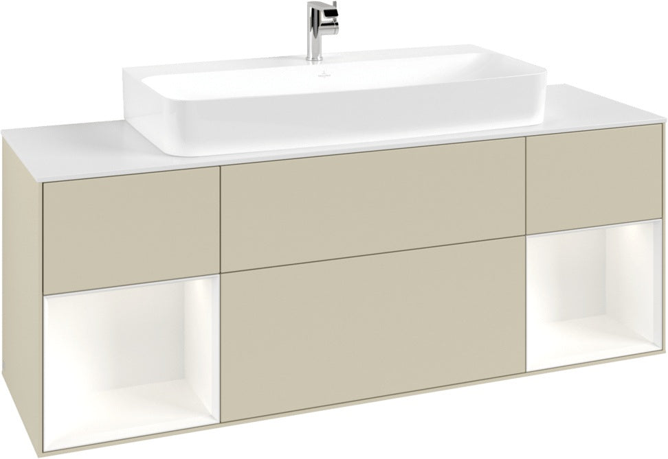 Villeroy & Boch Finion Waschtischunterschrank 1600 mm Glossy White Lacquer mit LED-Beleuchtung
