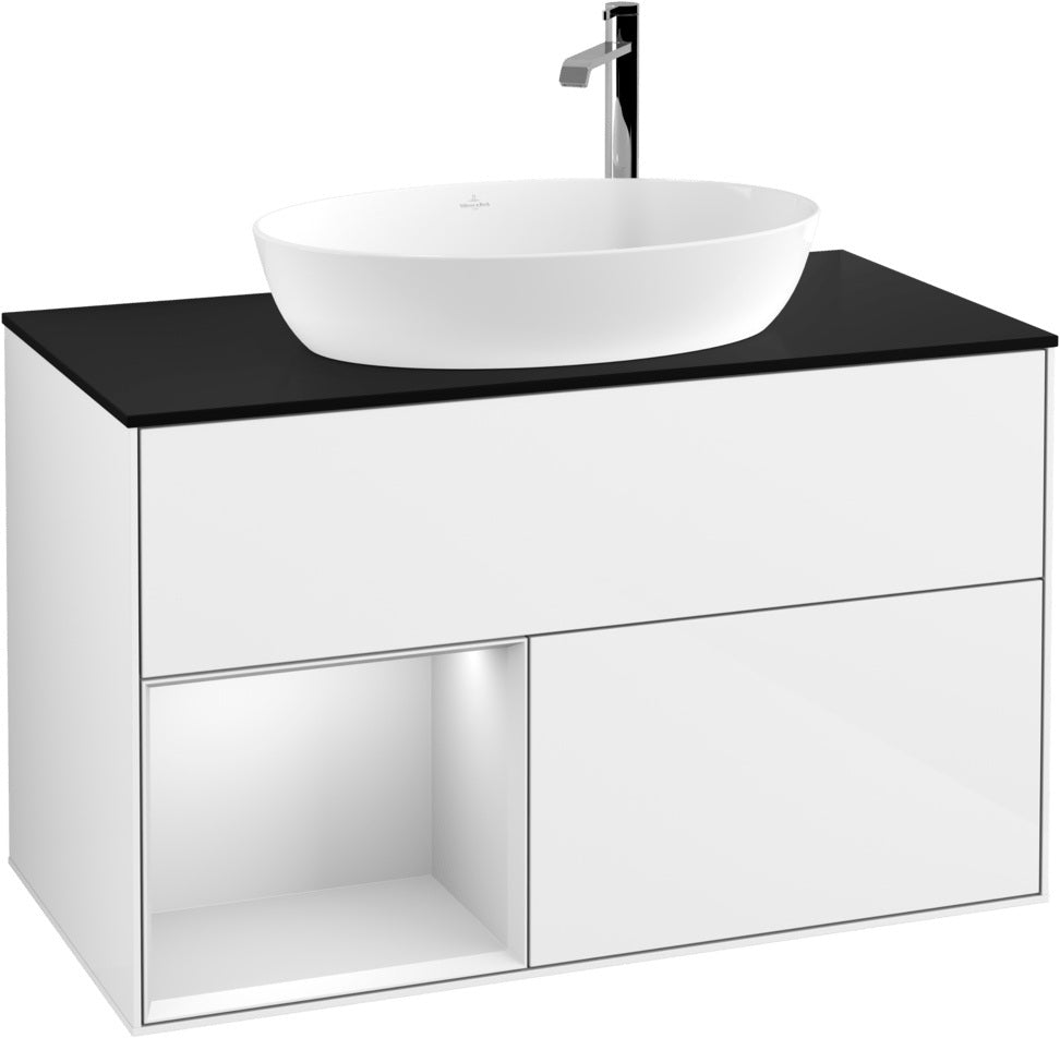 Villeroy & Boch Finion Waschbeckenunterschrank G892G 1000 mm Glossy White Lacquer mit Beleuchtung