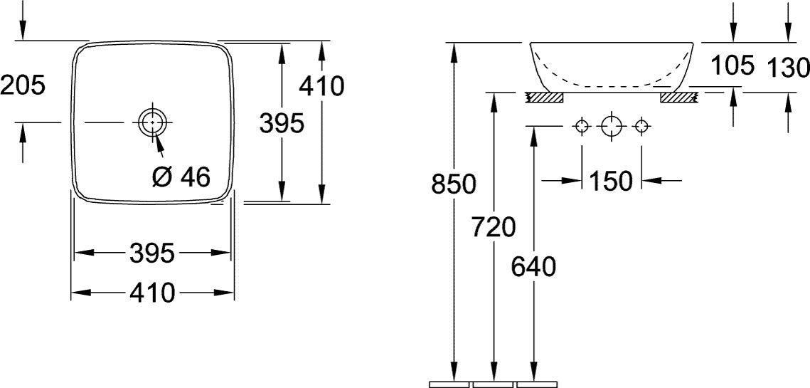 Villeroy & Boch Artis Aufsatzwaschbecken 410 mm Weiß Alpin CeramicPlus – Quadratisch, TitanCeram