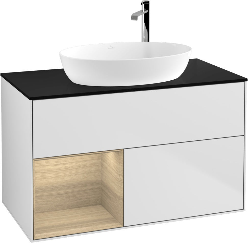 Villeroy & Boch Finion Waschbeckenunterschrank G892G 1000 mm Glossy White Lacquer mit Beleuchtung