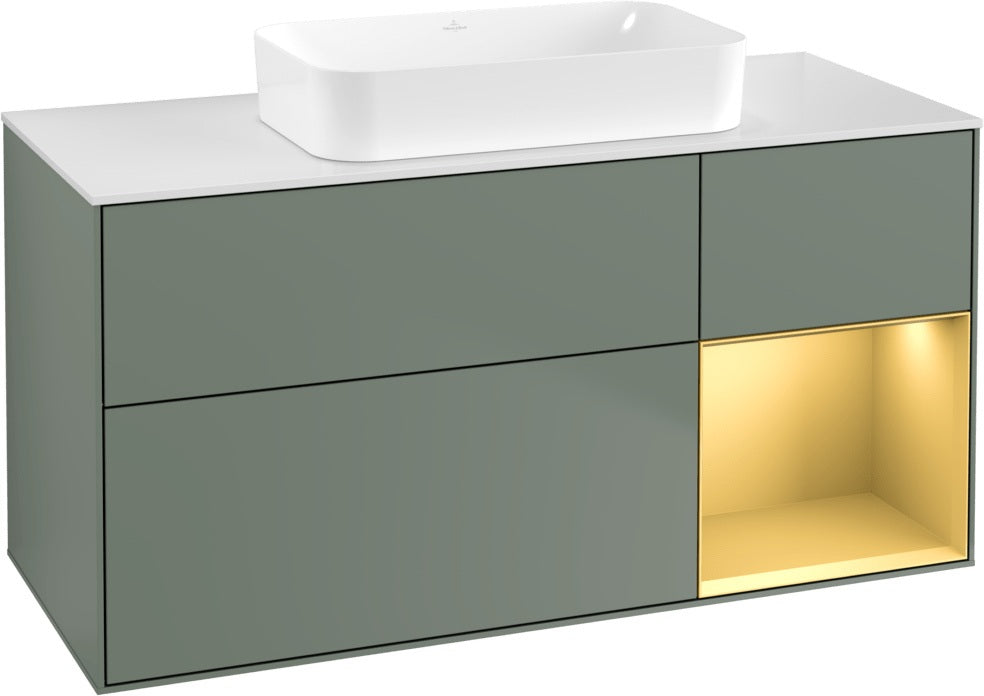 Villeroy & Boch Finion Waschtischunterschrank G711G Black Matt Lacquer 1200 mm mit Beleuchtung