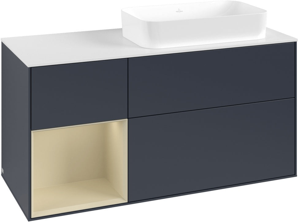 Villeroy & Boch Finion Waschtischunterschrank 1200 mm Glossy White mit Beleuchtung