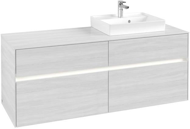 Villeroy & Boch Collaro Waschtischunterschrank 1400 mm mit LED-Beleuchtung und 4 Auszügen in Soft Grey