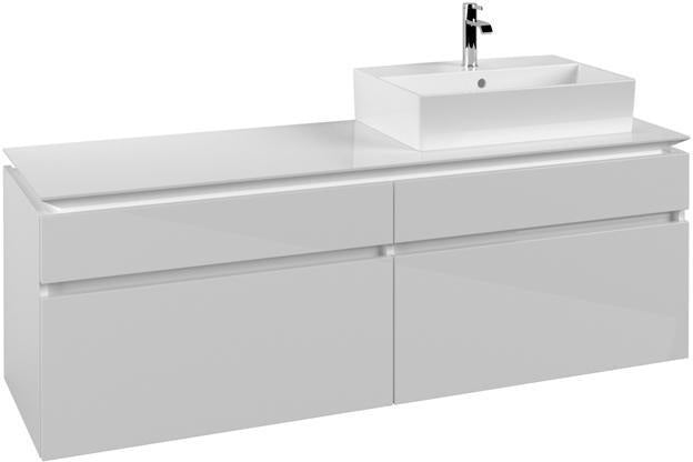 Villeroy & Boch Legato Waschtischunterschrank 1600 mm, 4 Auszüge, Glossy White, Becken rechts