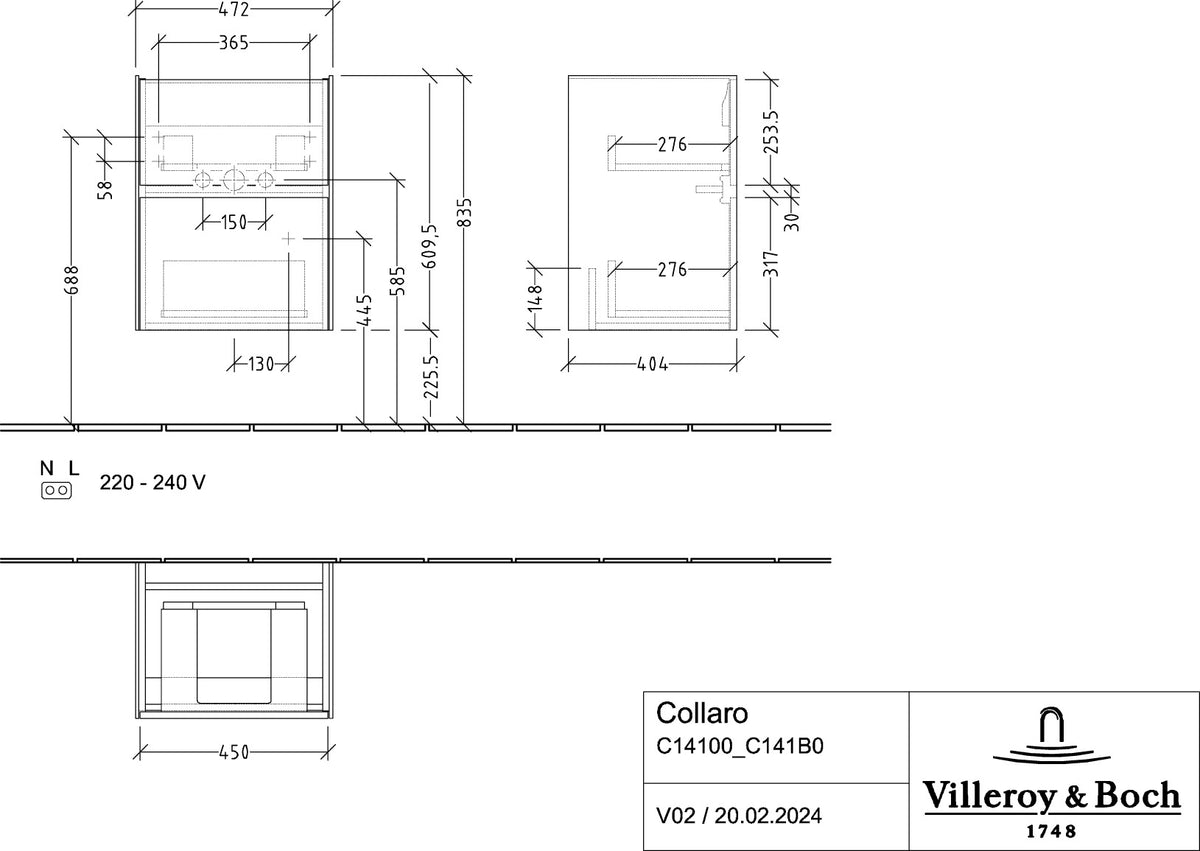 Villeroy & Boch Waschtischunterschrank Collaro C141 B0 White Matt mit LED-Beleuchtung und SoftClosing