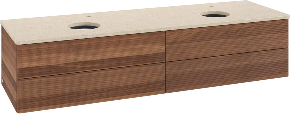 Villeroy & Boch Waschtischunterschrank Antao 1600 mm Warm Walnut mit 4 Auszügen und Beleuchtung