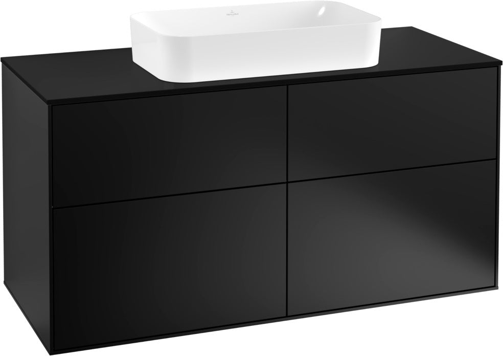 Villeroy & Boch Finion Waschtischunterschrank 1200 mm Anthracite Matt mit Glasabtrennungen und Push-to-open