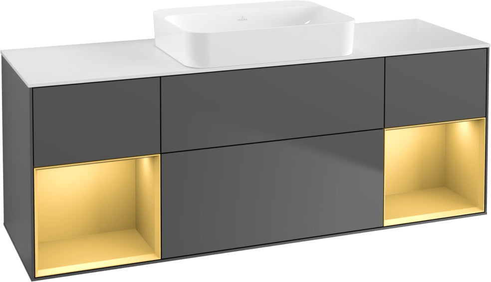 Villeroy & Boch Finion Waschtischunterschrank 1600 mm Glossy White Lacquer mit Beleuchtung