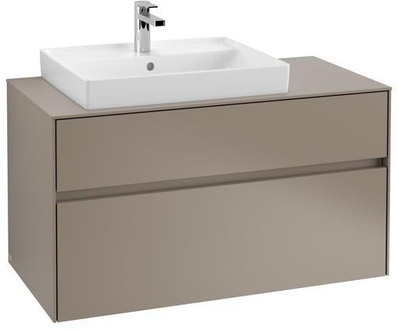 Villeroy & Boch Collaro Waschtischunterschrank 1000 mm mit LED-Beleuchtung und 2 Auszügen, White Wood