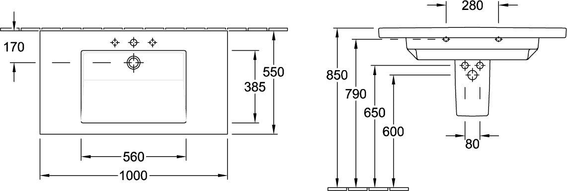 Villeroy & Boch Subway 2.0 Halbsäule Weiß Alpin 524400 – Sanitärkeramik, 315 x 200 x 290 mm