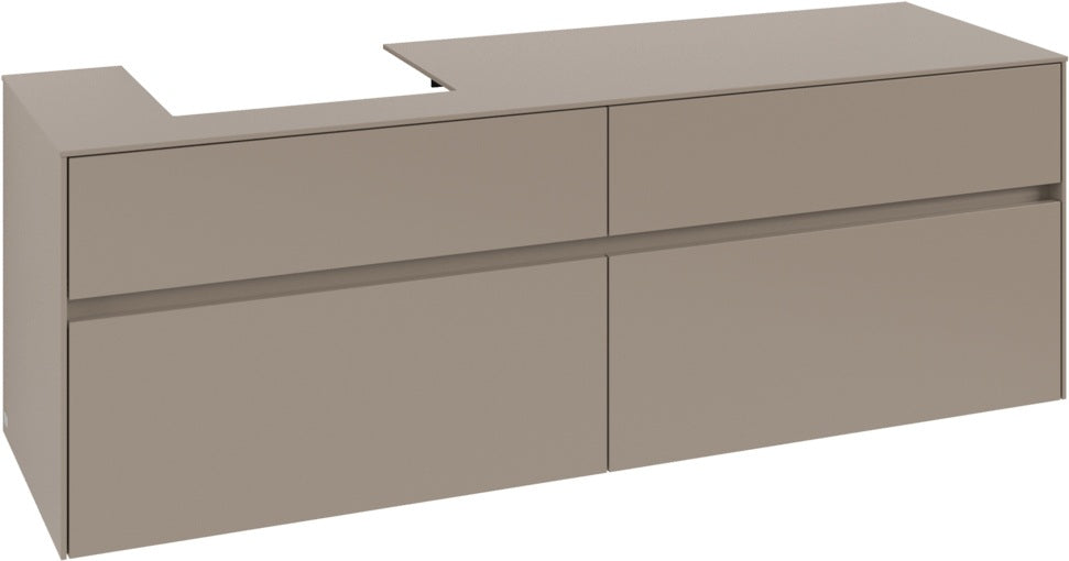 Villeroy & Boch Waschtischunterschrank Collaro C078 B0 1600 mm Taupe mit Beleuchtung und SoftClosing