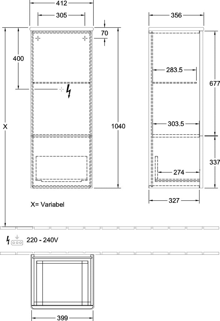 Villeroy & Boch Antao Mittelschrank K44000GF – 414 mm, Glossy White Lacquer, SoftClose