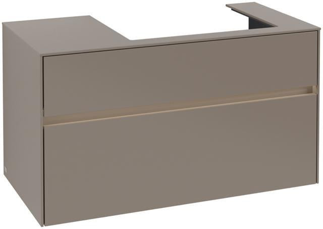 Villeroy & Boch Collaro Waschtischunterschrank 1000 mm mit LED-Beleuchtung und 2 Auszügen in Soft Grey