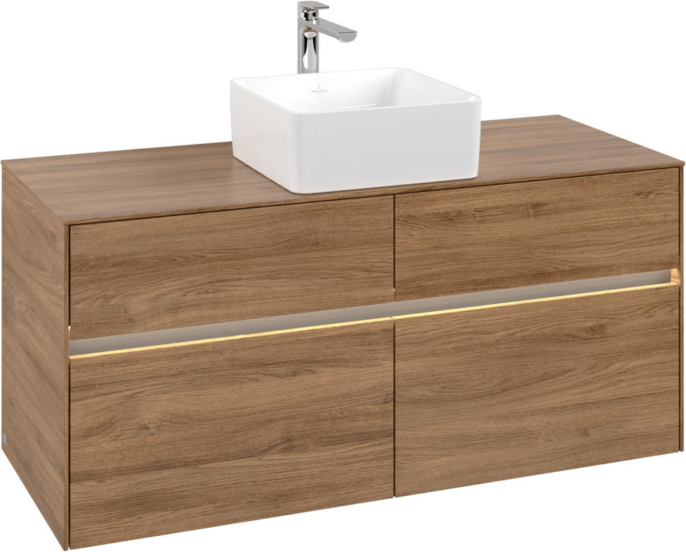 Villeroy & Boch Waschtischunterschrank Collaro C041 B0 1200 mm Kansas Oak mit Beleuchtung