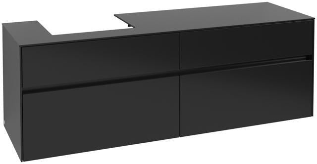 Villeroy & Boch Collaro Waschtischunterschrank 1600 mm Black Matt Lacquer, 4 Auszüge, Becken links