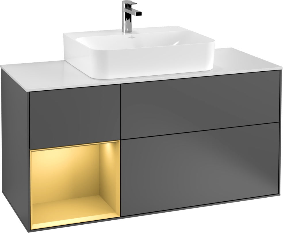 Villeroy & Boch Finion Waschtischunterschrank G161G 1200 mm Glossy White Lacquer mit LED-Beleuchtung