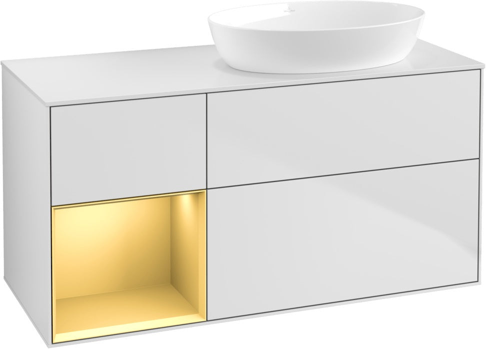 Villeroy & Boch Finion Waschtischunterschrank 1200 mm Glossy White Lacquer mit Beleuchtung