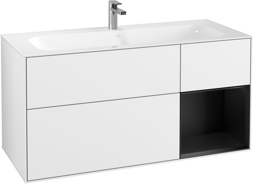 Villeroy & Boch Finion Waschbeckenunterschrank Glossy White Lacquer 1196 mm mit LED-Beleuchtung