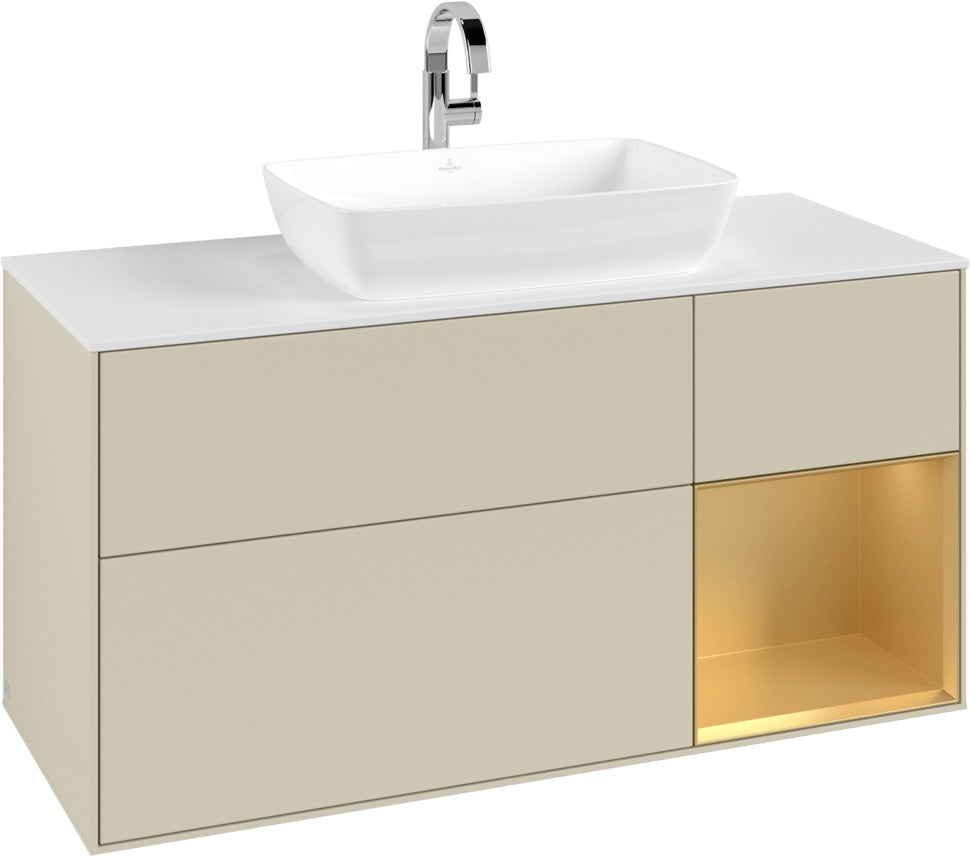 Villeroy & Boch Waschtischunterschrank Finion G831G 1200 mm Glossy White Lacquer mit Beleuchtung