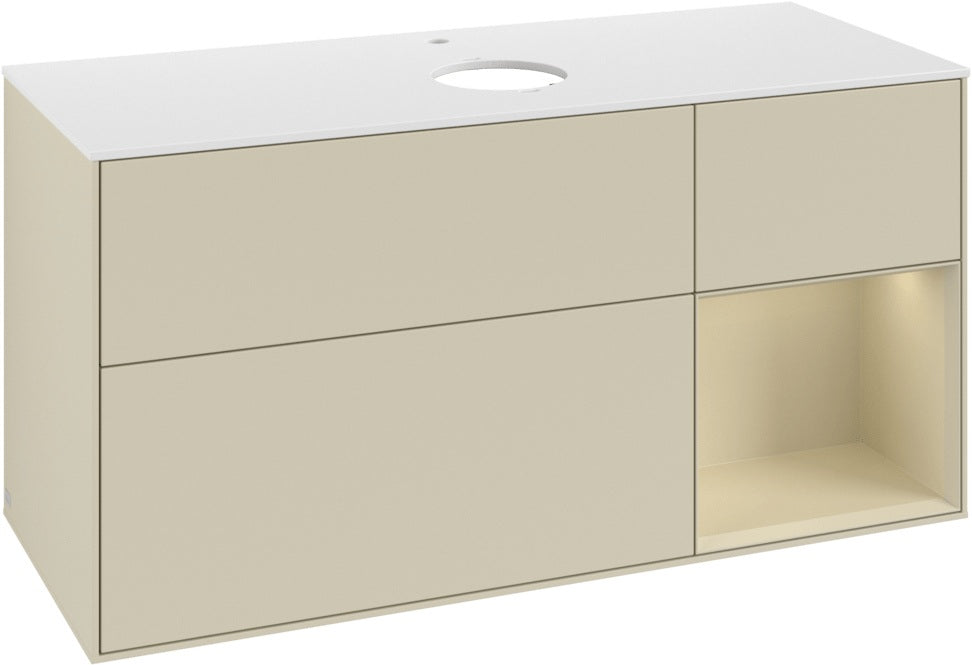 Villeroy & Boch Waschtischunterschrank Finion G831G 1200 mm Glossy White Lacquer mit Beleuchtung