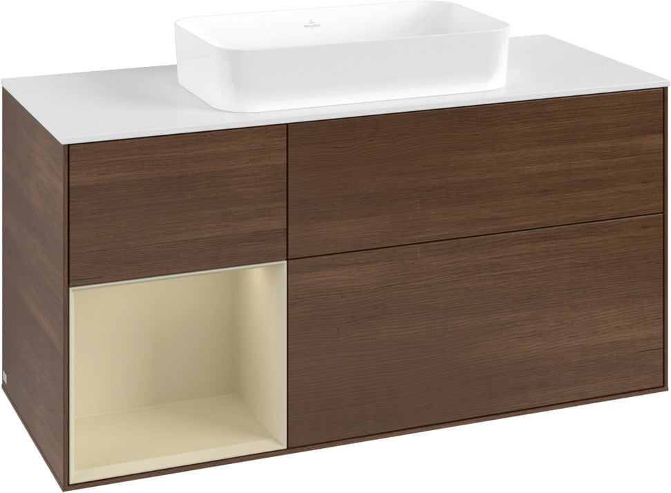 Villeroy & Boch Finion Waschbeckenunterschrank 1200 mm Walnut Veneer mit Beleuchtung
