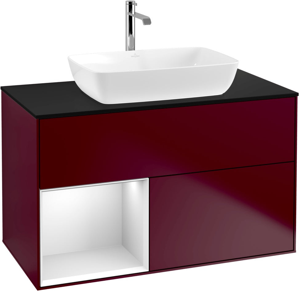 Villeroy & Boch Finion Waschbeckenunterschrank Glossy White mit Beleuchtung, 1000 mm