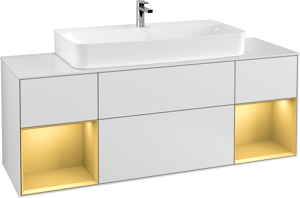 Villeroy & Boch Finion Waschtischunterschrank 1600 mm Glossy White Lacquer mit Beleuchtung