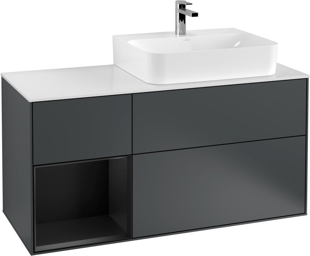 Villeroy & Boch Waschtischunterschrank Finion G141G 1200 mm Glossy White mit LED-Beleuchtung
