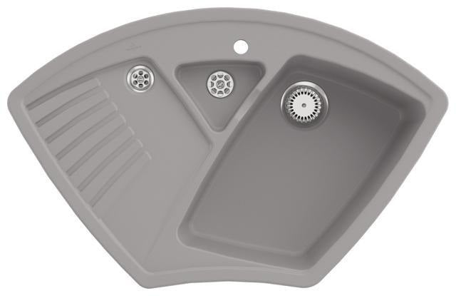 Villeroy & Boch Eckspüle Arena Eck 975x625mm Ivory CeramicPlus mit Ablaufgarnitur