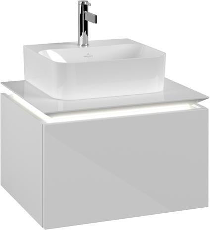Villeroy & Boch Legato Waschtischunterschrank 600 mm mit LED-Beleuchtung, Glossy White