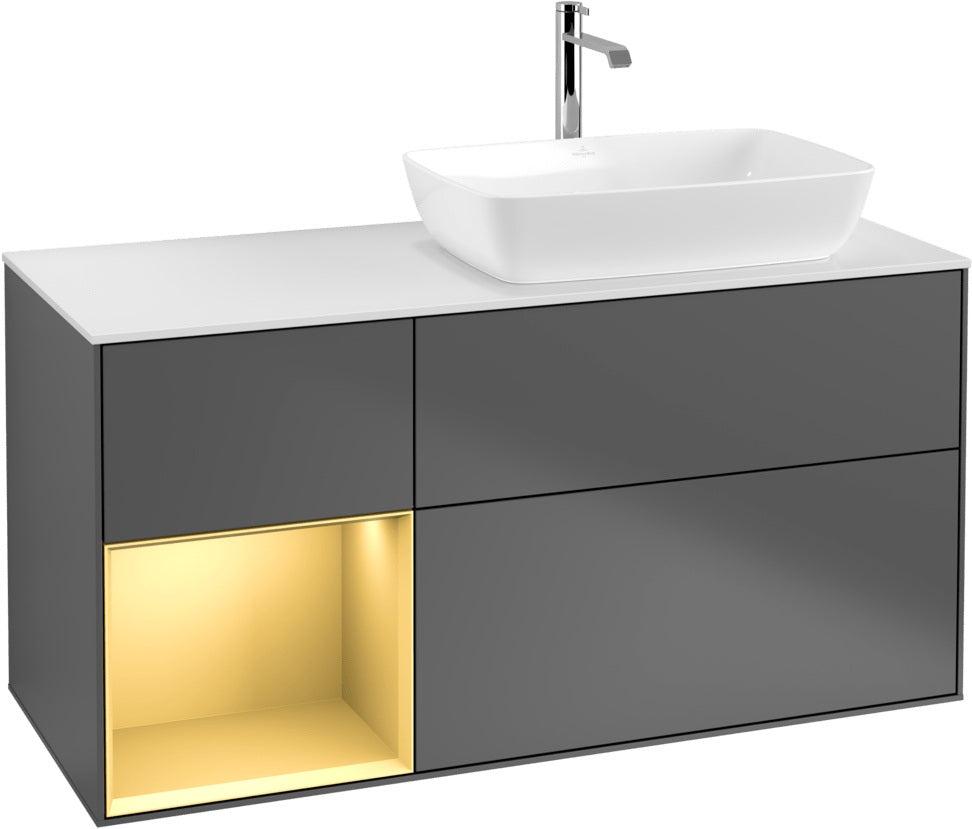 Villeroy & Boch Finion Waschbeckenunterschrank 1200 mm Glossy White Lacquer mit Beleuchtung