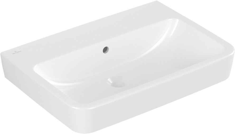 Villeroy & Boch O.novo Wandwaschbecken 650x460 mm Eckig Weiß Alpin – Ohne Hahnloch, Mit Überlauf