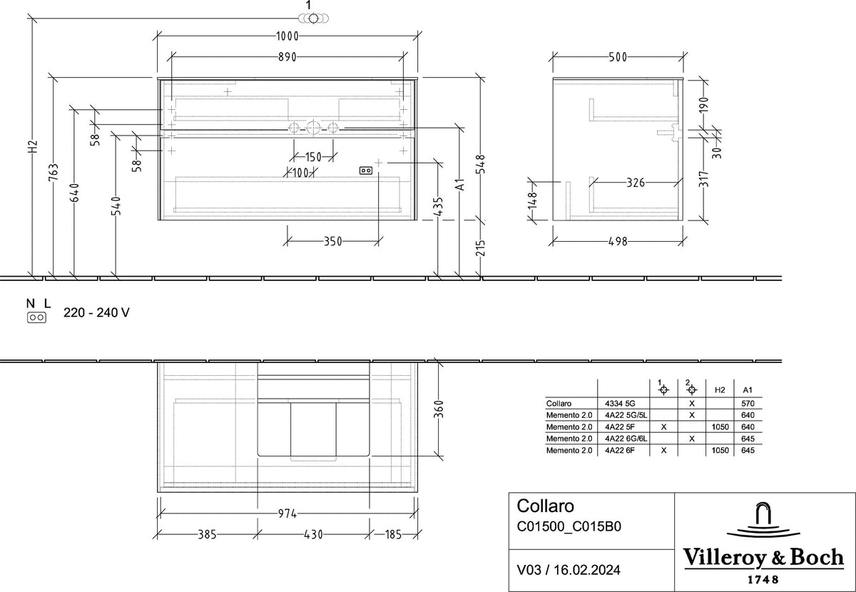 Villeroy & Boch Waschbeckenunterschrank Collaro C01500 1000 mm Taupe mit SoftClosing