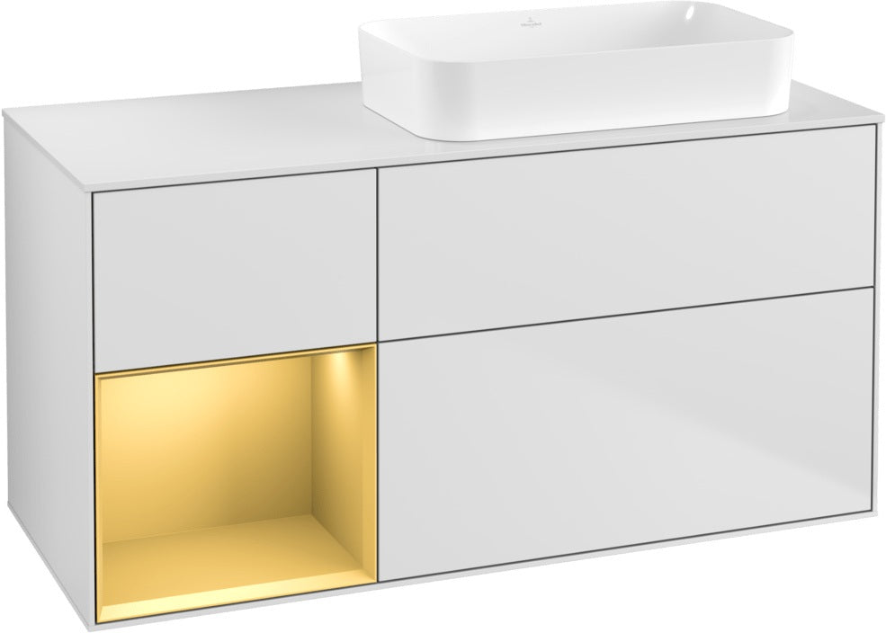 Villeroy & Boch Finion Waschtischunterschrank 1200 mm Glossy White mit Beleuchtung