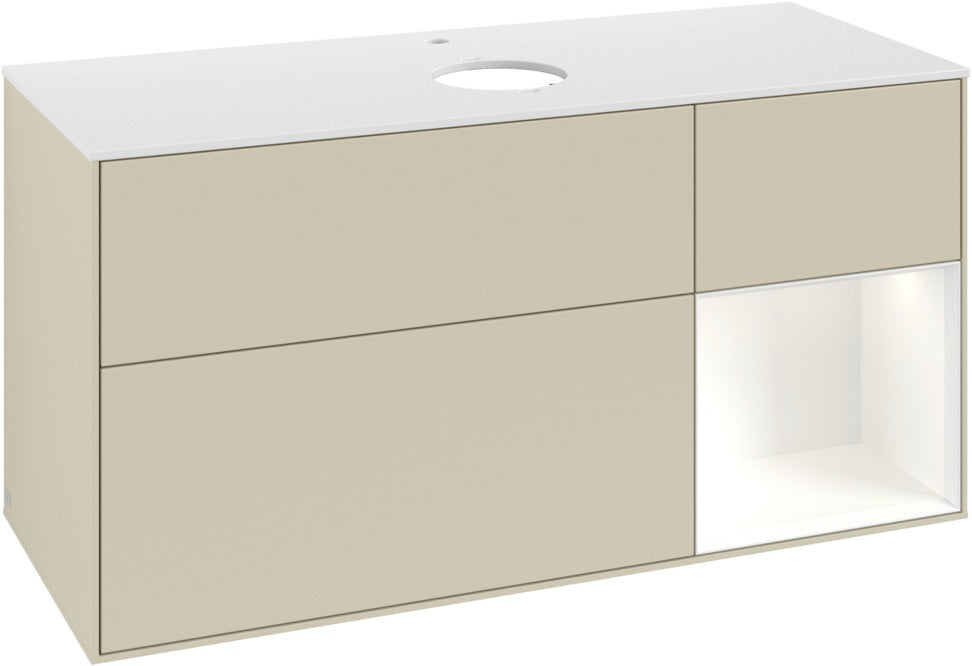Villeroy & Boch Waschtischunterschrank Finion G831G 1200 mm Glossy White Lacquer mit Beleuchtung