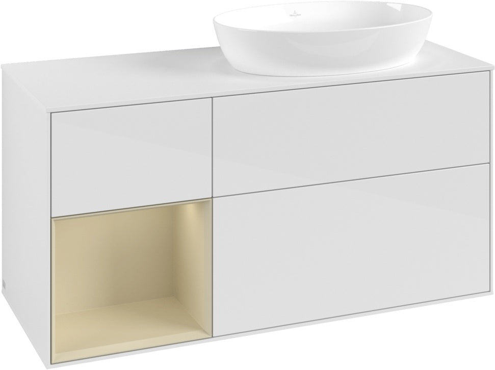Villeroy & Boch Finion Waschtischunterschrank 1200 mm Glossy White Lacquer mit Beleuchtung