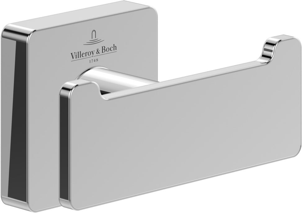 Villeroy & Boch Elements - Striking Doppel-Handtuchhaken, eckig, Chrom, 80 x 44 x 45 mm