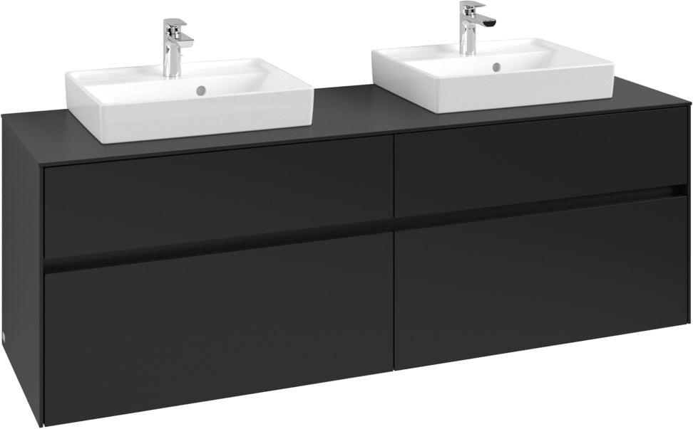 Villeroy & Boch Waschtischunterschrank Collaro C021 B0 1600 mm Volcano Black mit Beleuchtung