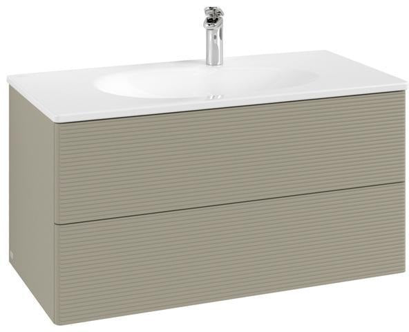 Villeroy & Boch Antao Waschtischunterschrank 988 mm Stone Grey Matt mit Push-Open